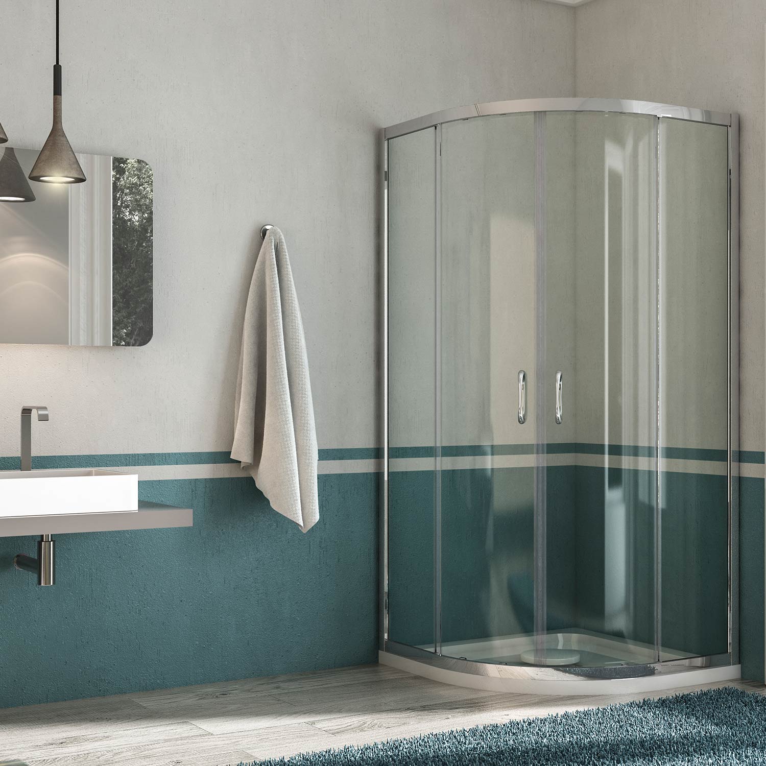Faretti nella doccia: box doccia a nicchia in cristallo acqua r ...