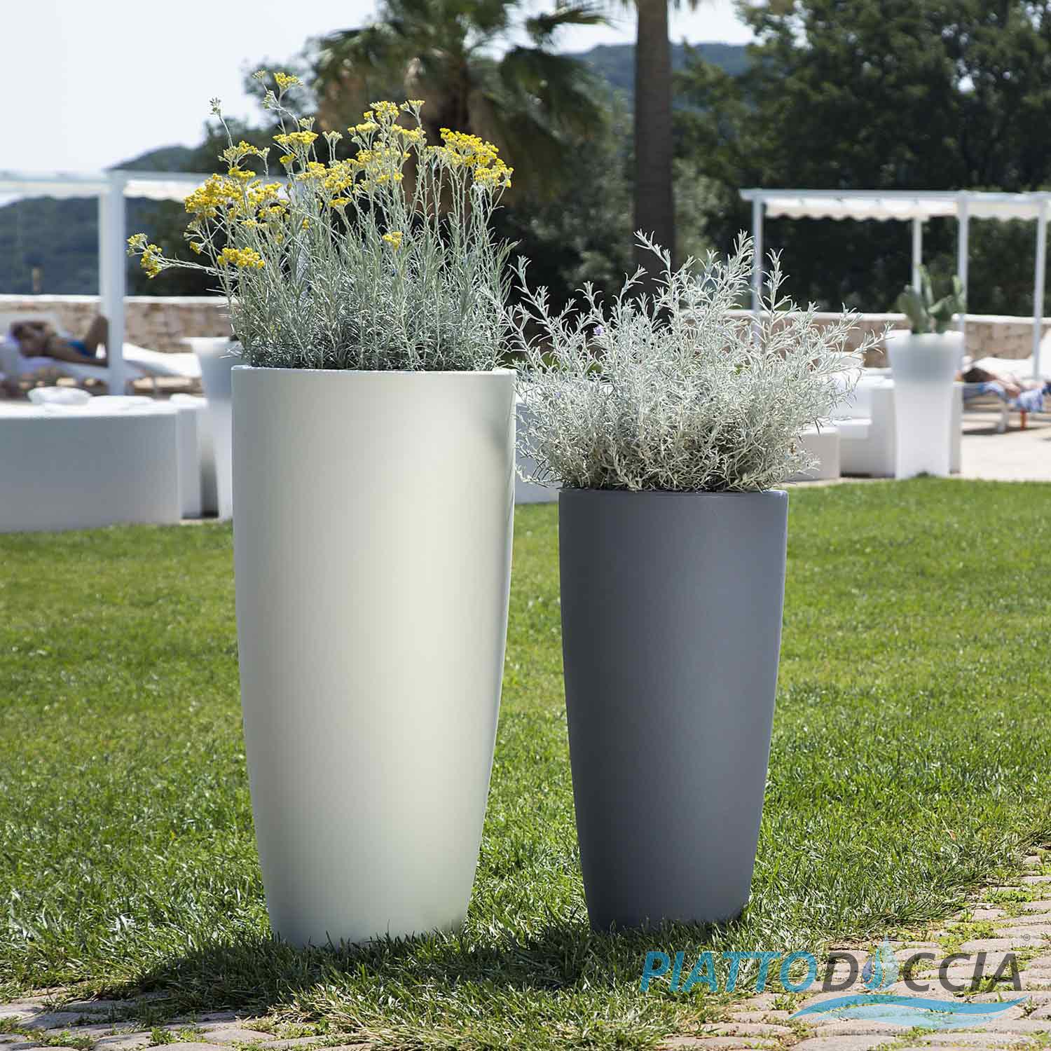 VASO RESINA ALTO MODERNO TONDO PLASTICA PIANTA GIARDINO ...