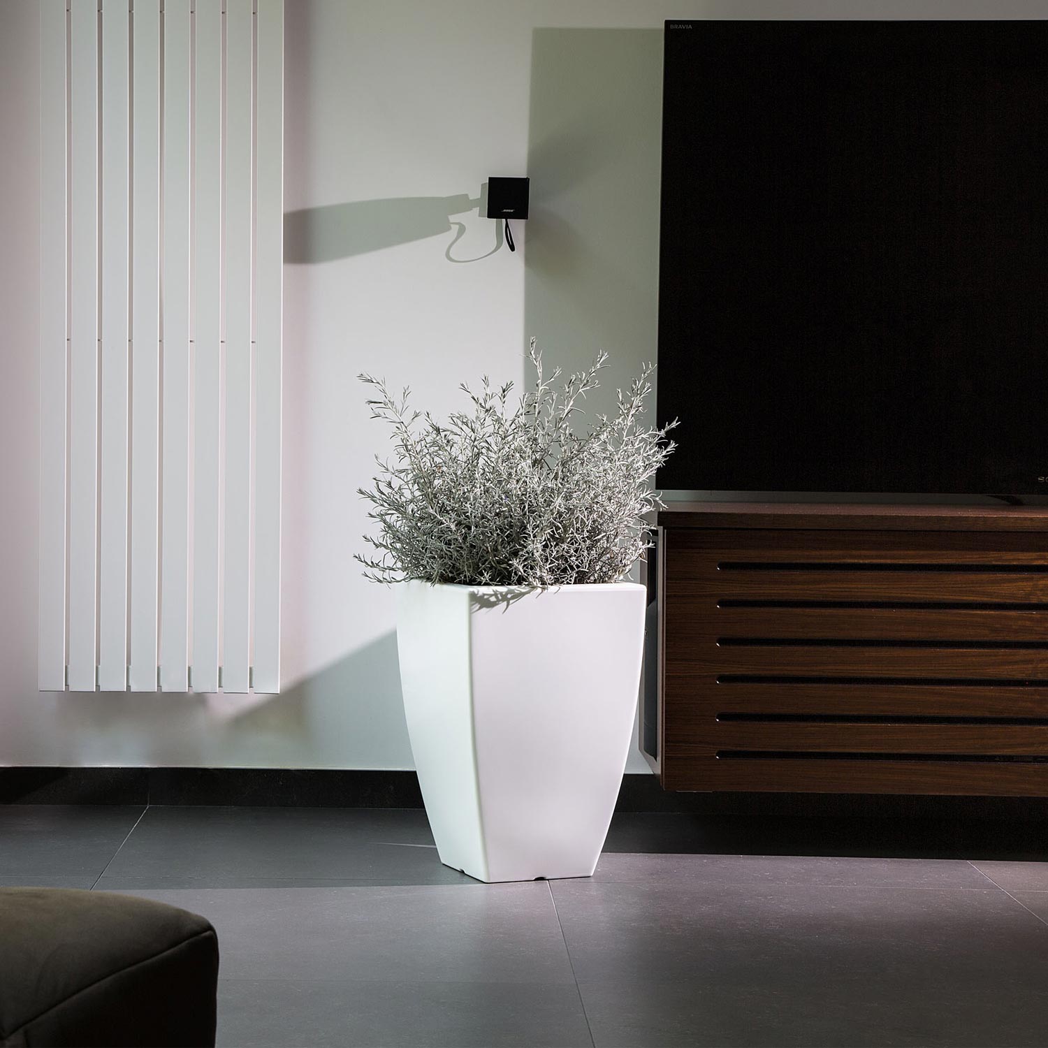 VASO RESINA H50 LUCIDO BIANCO QUADRATO ARREDO MODERNO MADE ...