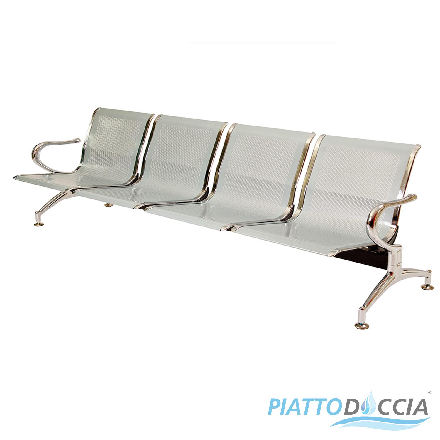 SIÈGE D/'ATTENTE SUR POUTRE EN ACIER CHROME À 4 PLACES CHAISE D/'ATTENTE RÉCEPTION