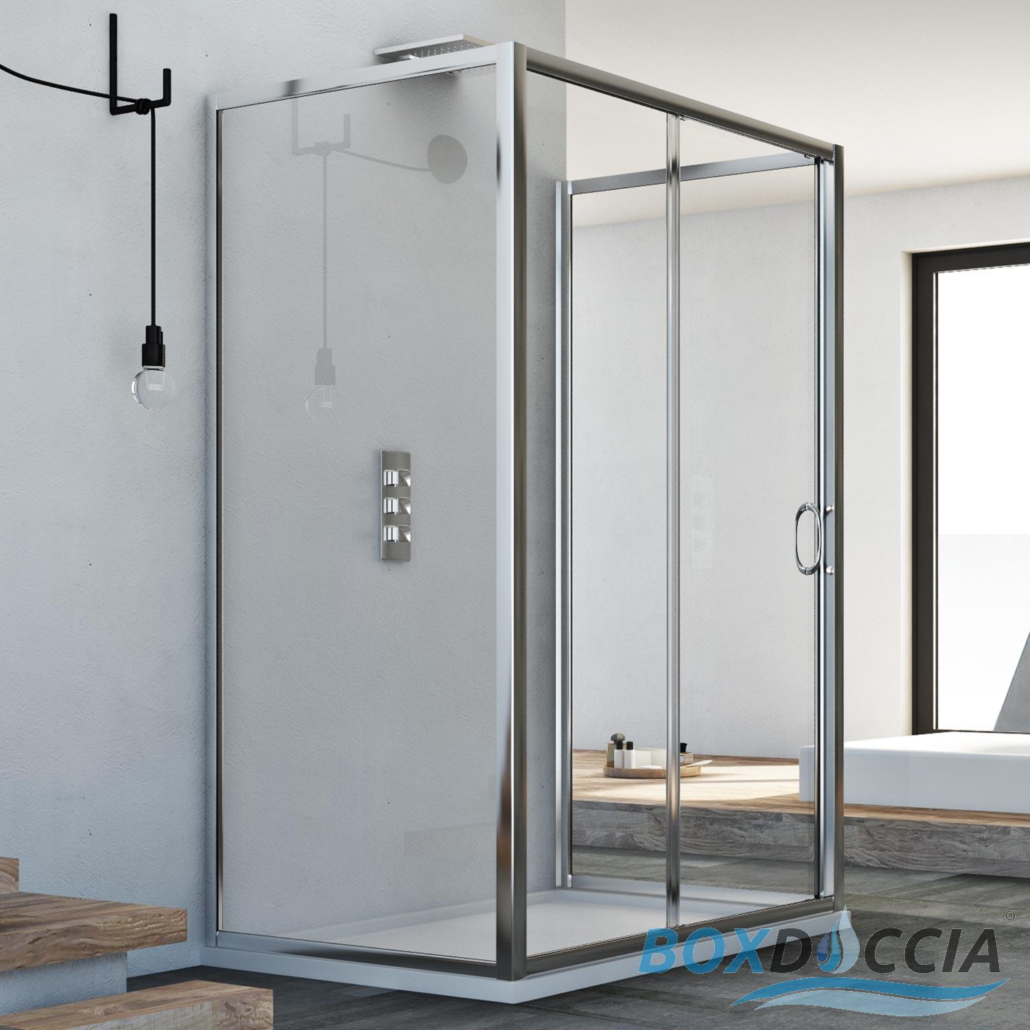 3 Sided Shower Enclosure Cubicle Sliding Door Front Opening Glass
