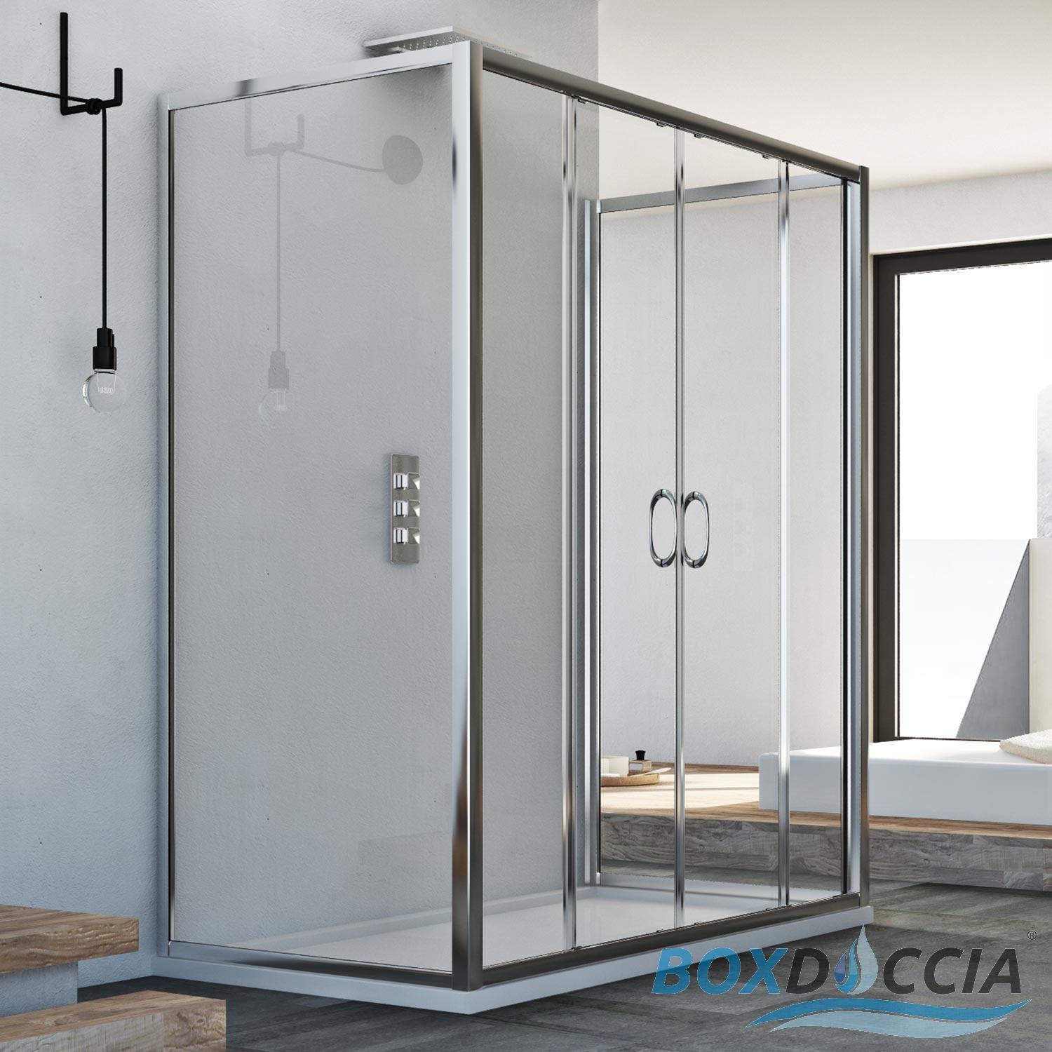 3 Sided Shower Cubicle Screen 2 Sliding Doors Real Glass Central