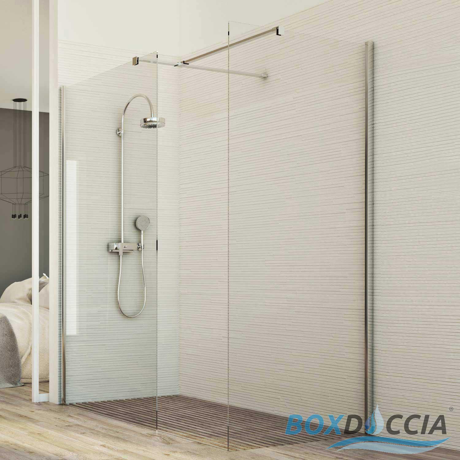 Parete doccia 70 CM in vetro trasparente 8mm mod Walk in Lato H198