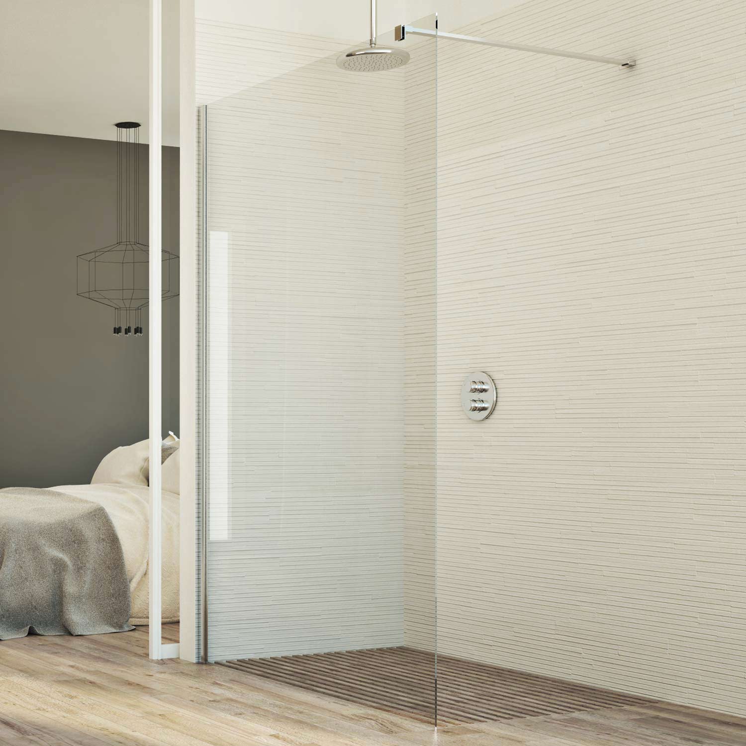 CABINE DE DOUCHE PAROI PARE FIXEBOX 1 CÔTÉ EN VERRE TRANSPARENT 8MM H198 WALK IN