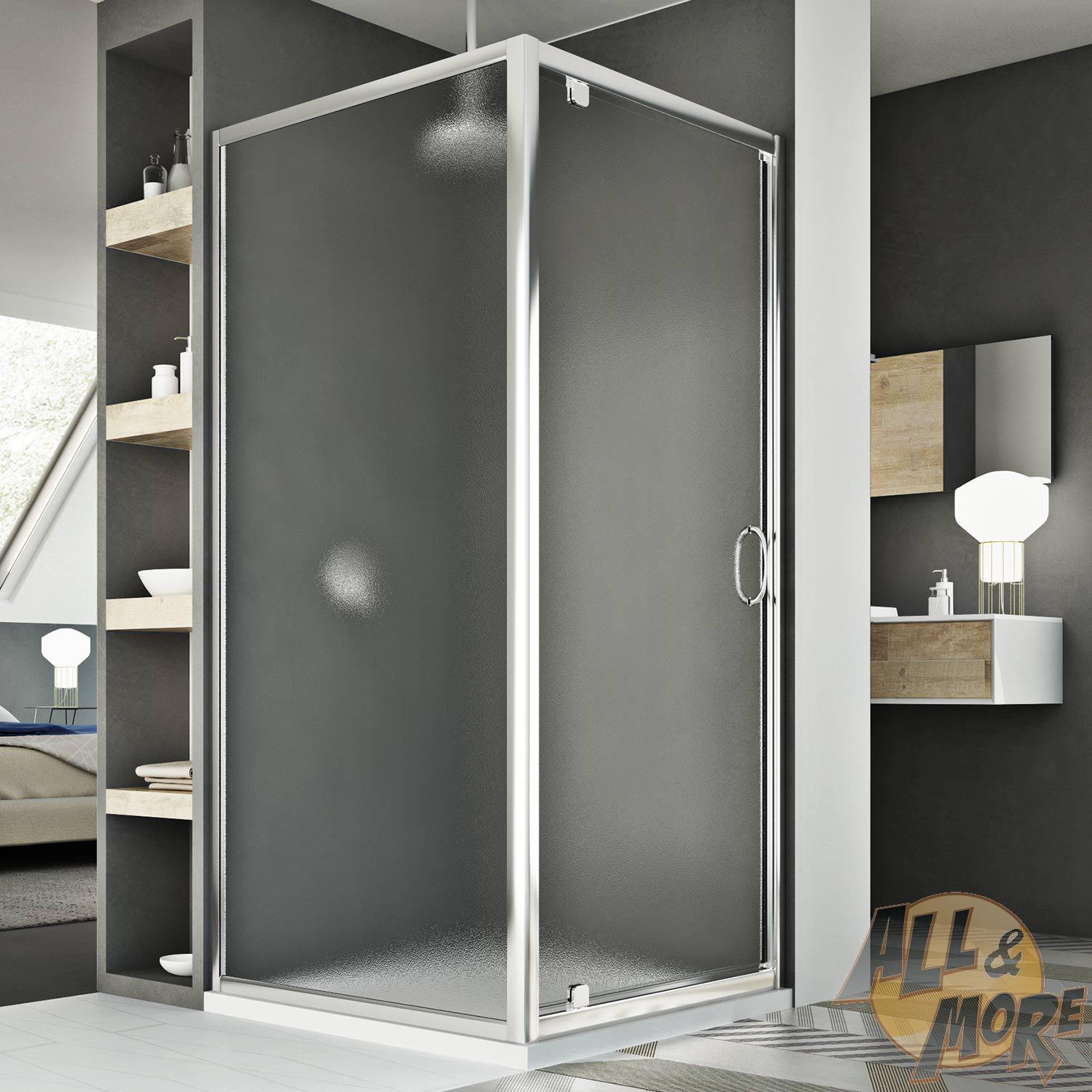 Box Cabina Doccia 80x90 Cm Angolare 1 Anta Battente Vetro Stampato