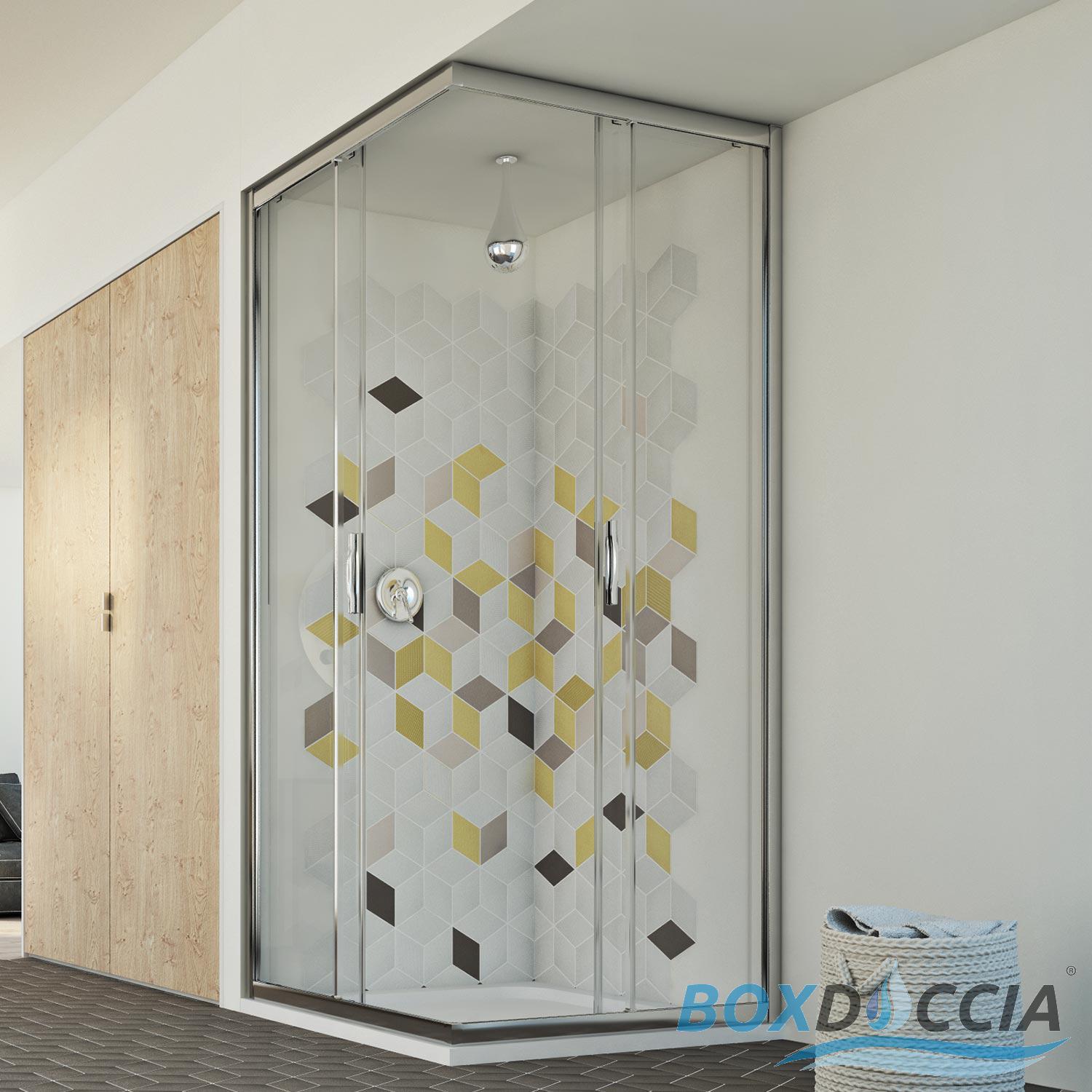 70x70x195cm Mamparas Cabina de ducha con Puerta corredera de 8 ruedas vidrio templado 5MM