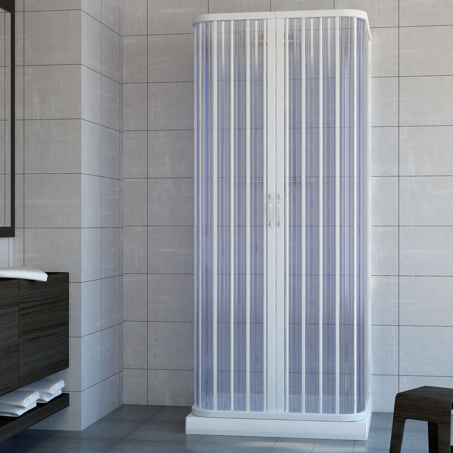 BOX DOCCIA 70x70x70 CM CABINA PARETE FISSA TRE LATI 3 A SOFFIETTO 14