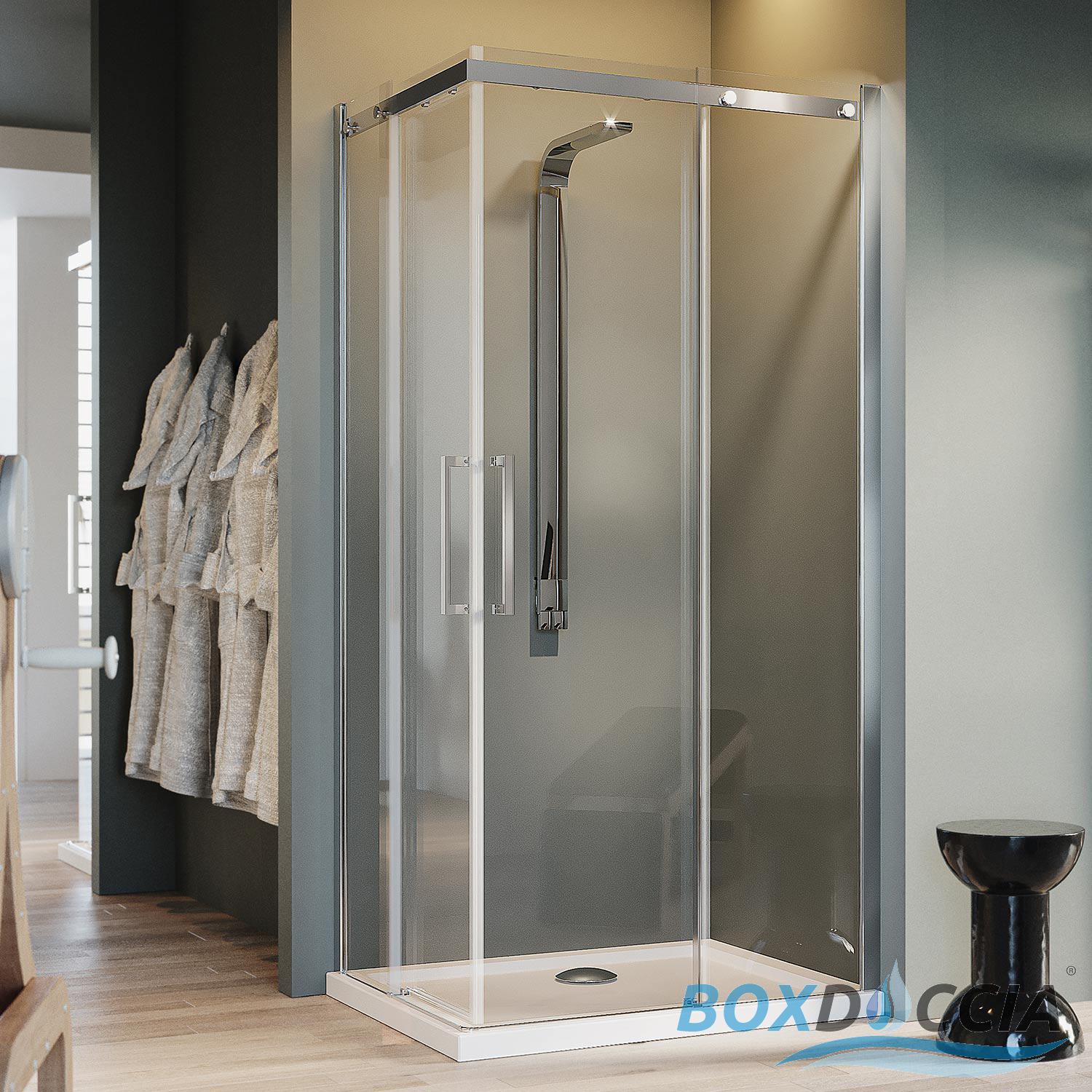 Idralite BOX CABINA DOCCIA 8MM VETRO ANTICALCARE ANTA FISSA APERTURA SCORREVOLE H200 