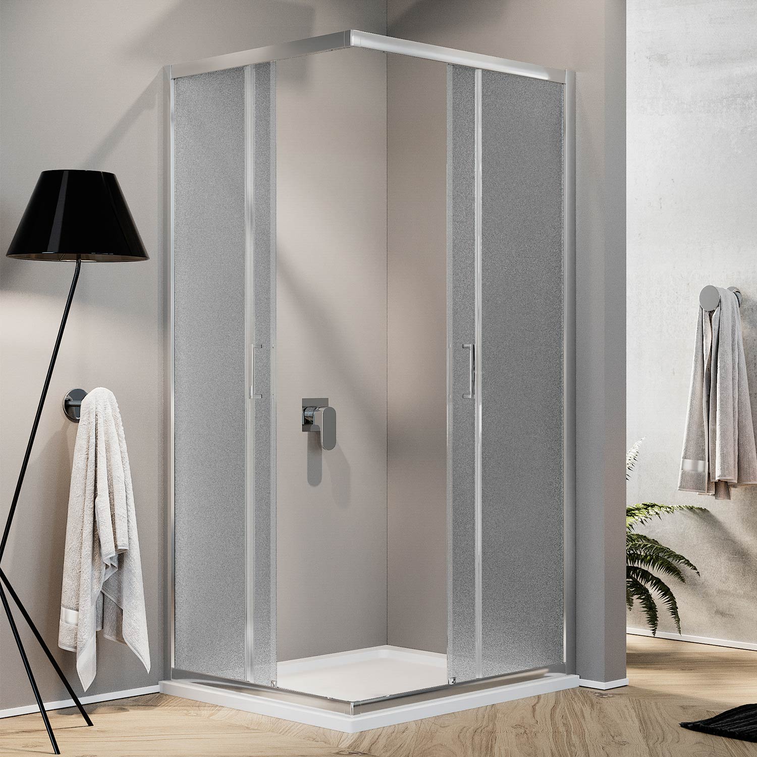 BOX CABINA DOCCIA ANGOLARE 80X120 CM H185 RETTANGOLARE VETRO STAMPATO