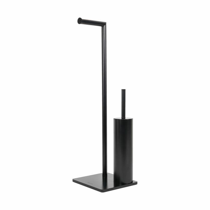 Piantana WC Porta Rotolo e Porta Scopino Nero Opaco in Acciaio Verniciato Mod. Zero Black main product photo
