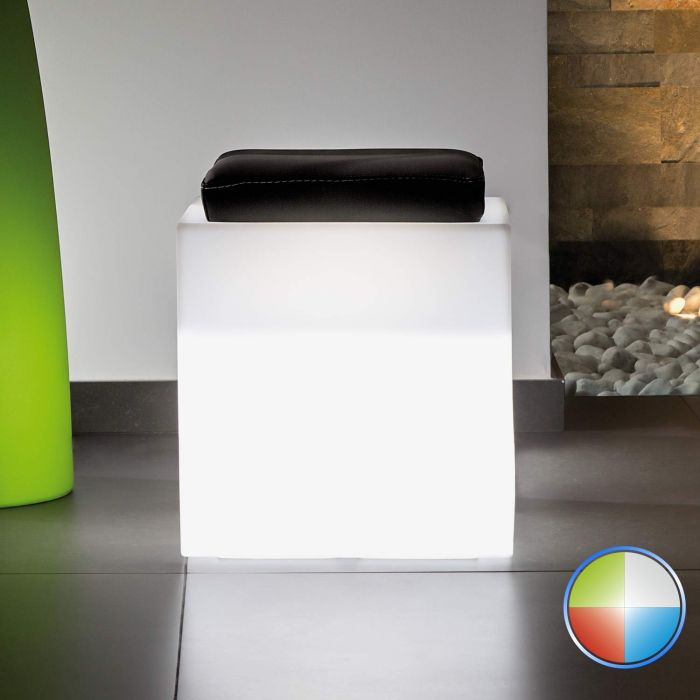 Box Doccia .it - Pouf Square In Resina Quadrato 40x40 CM Led Multicolor  Batteria Solare
