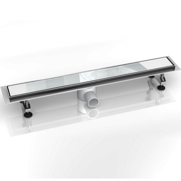 Canalina Acciaio Inox e Vetro Bianco 80x9 mod. Snow main product photo