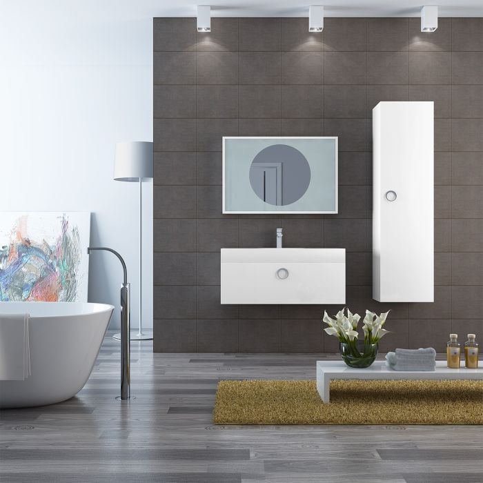 Mobile da Bagno 90cm White 2 Bianco Laccato main product photo