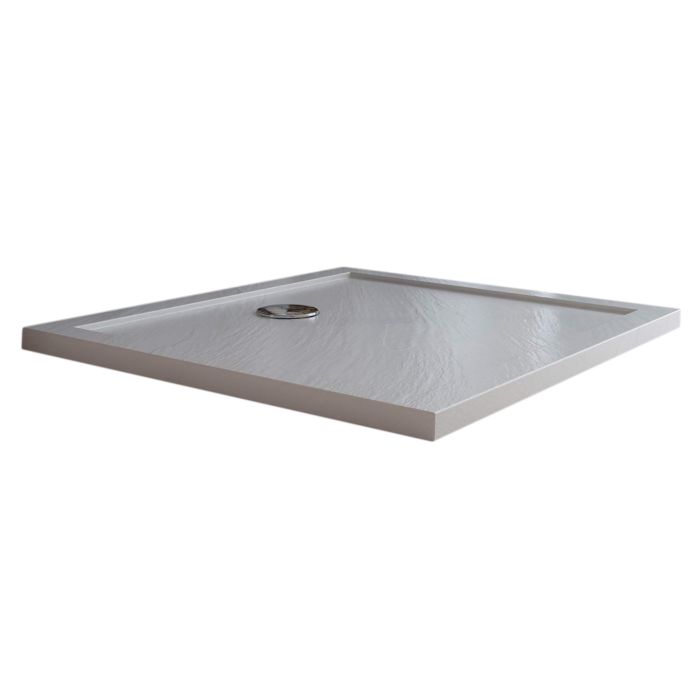 Piatto Doccia Slim 80x120x4 cm Rettangolare Acrilico Bordato Bianco Effetto Pietra mod. Flower main product photo