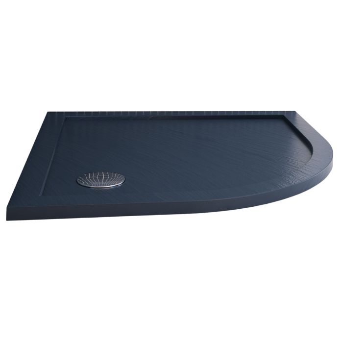 Piatto Doccia Slim 100x100x4 cm Semicircolare Acrilico Bordato Antracite Effetto Pietra mod. Flower main product photo