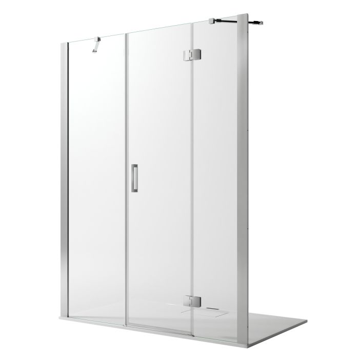 Porta Doccia 135CM H190 Vetro Trasparente con Easy-Clean mod. Flip Anta + Fisso main product photo