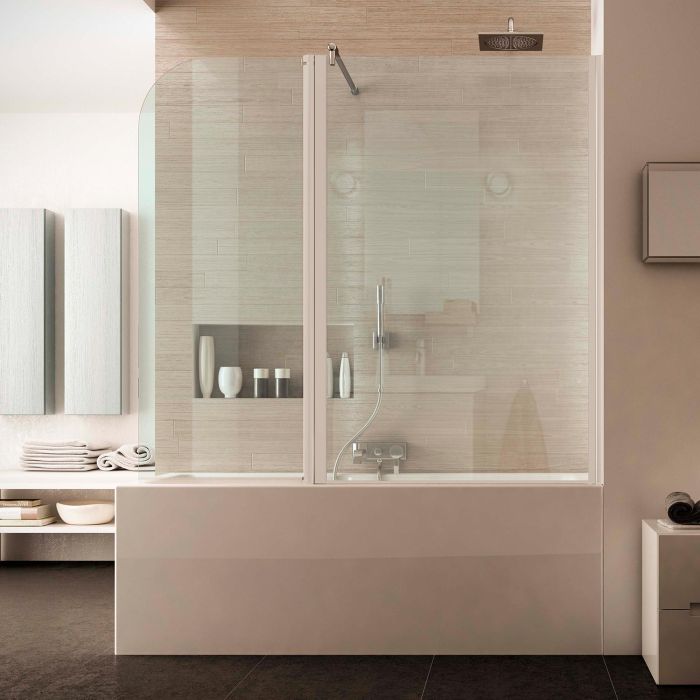 Sopravasca 145 CM Vetro a battente mod. Tirreno versione Destra profilo Bianco main product photo