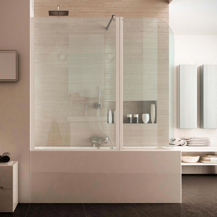 Sopravasca 165 CM Vetro a battente mod. Tirreno versione Sinistra profilo Bianco main product photo