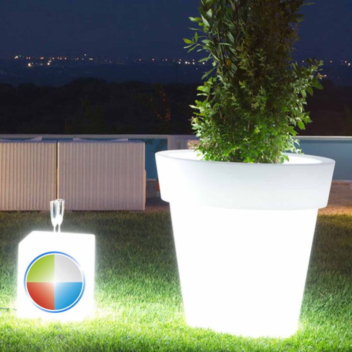 Vaso Begonia In Resina Tondo H45 Led Multicolor Ø 50Cm main product photo