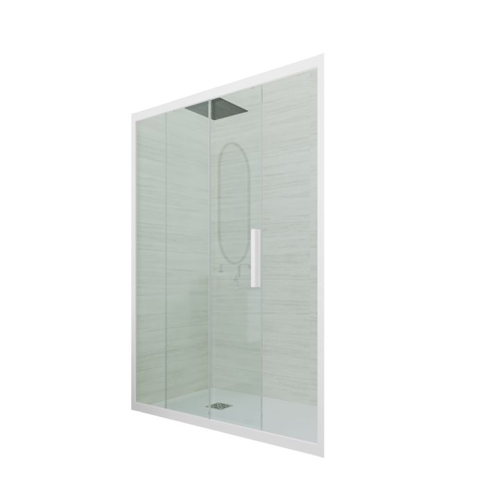 Box Doccia .it - Porta doccia scorrevole 150 CM H 200 Vetro Trasparente  Profilo Bianco Matt mod. Deco