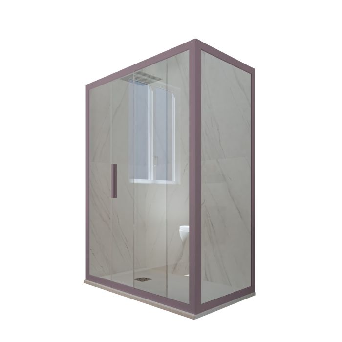 Box doccia scorrevole 80x140 CM H 200 Vetro Trasparente Profilo Lavanda mod. Deco Duo main product photo