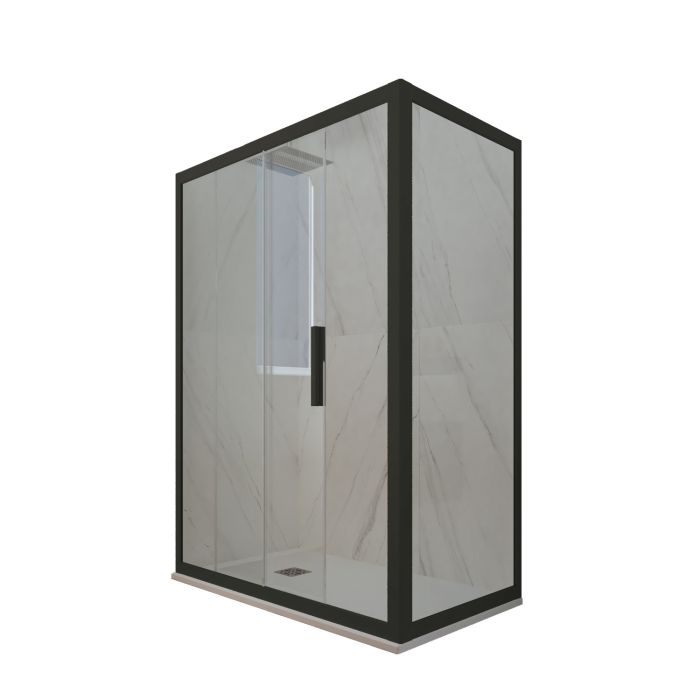 Box doccia scorrevole 90x120 CM H 200 Vetro Trasparente Profilo Nero Matt mod. Deco Duo main product photo