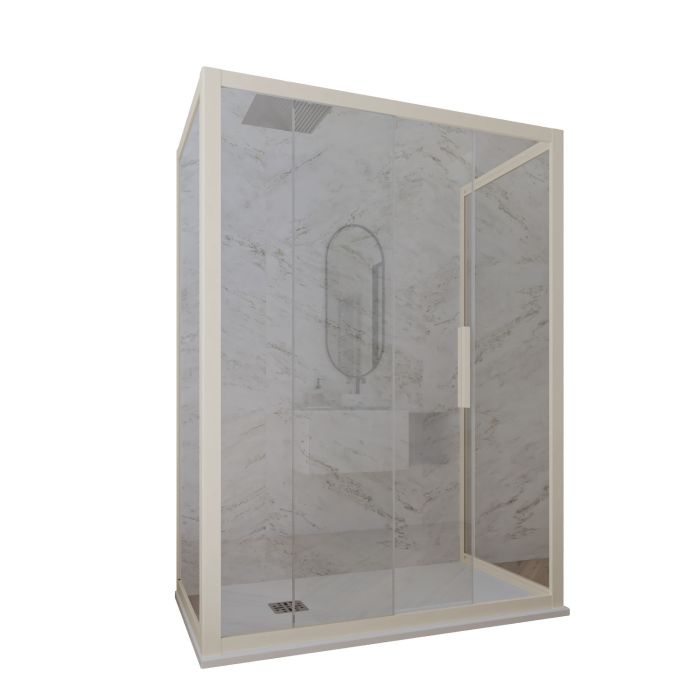 Box doccia 3 lati 80x110x80 CM H 200 Vetro Trasparente Profilo Champagne mod. Deco Trio main product photo