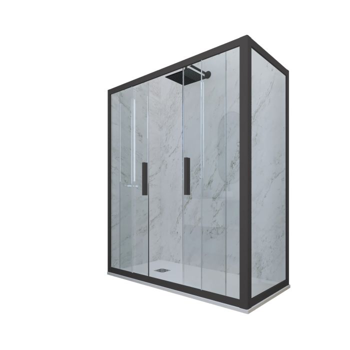 Box doccia 2 ante scorrevoli 90x150 CM H 200 Vetro Trasparente Profilo Antracite mod. Glam Duo main product photo