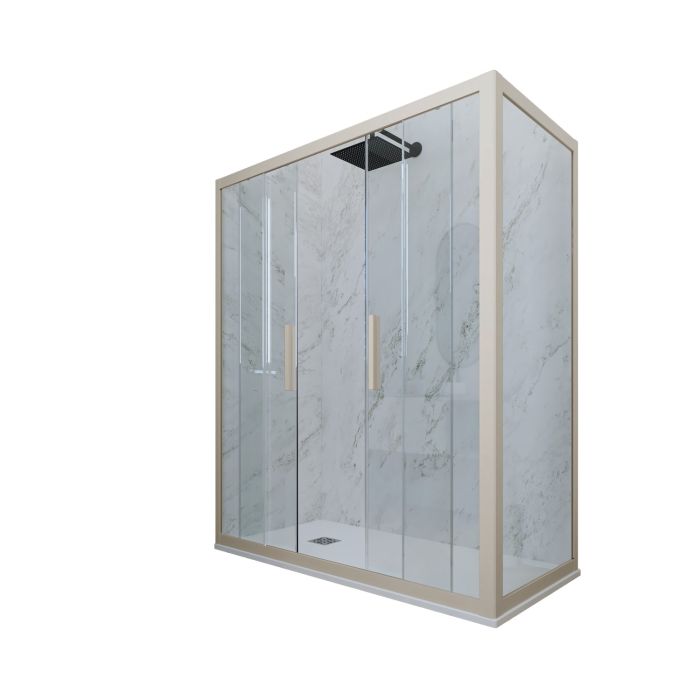 Box doccia 2 ante scorrevoli 80x140 CM H 200 Vetro Trasparente Profilo Champagne mod. Glam Duo main product photo