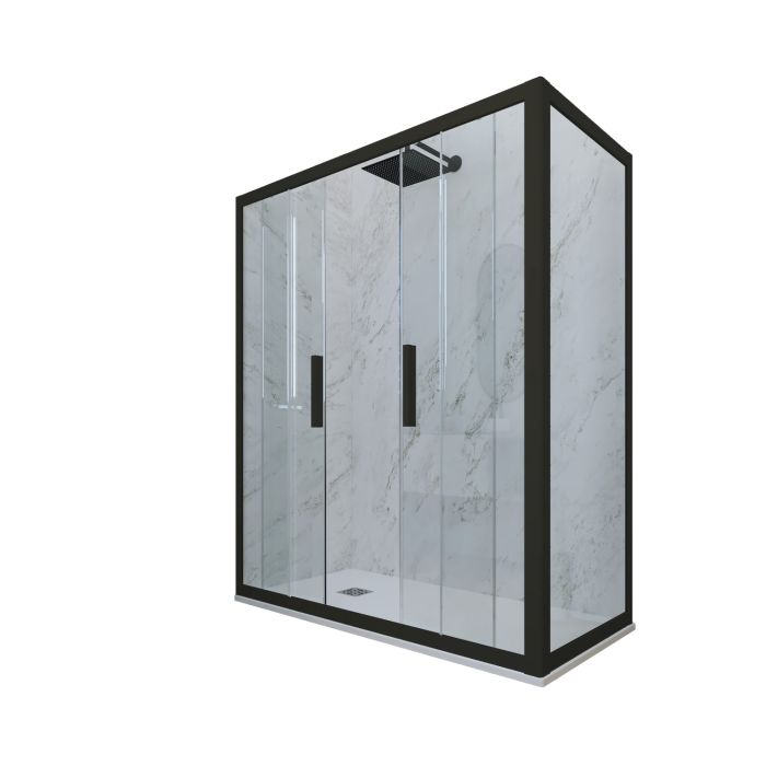 Box doccia 2 ante scorrevoli 80x120 CM H 200 Vetro Trasparente Profilo Nero Matt mod. Glam Duo main product photo