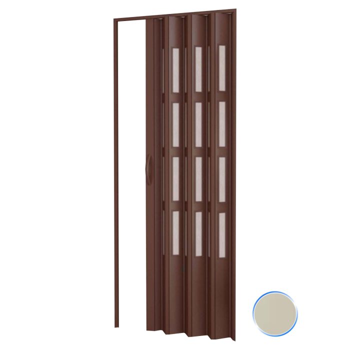 Porta a soffietto da interno in kit con vetri in PVC Avorio 1140 82x210 cm mod. Sonia main product photo