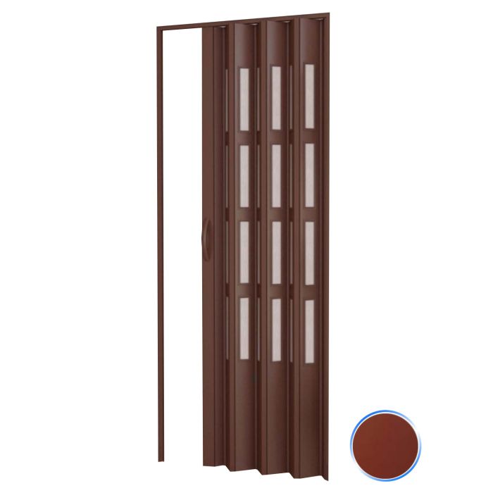 Porta a soffietto da interno in kit con vetri in PVC Mogano 82x210 cm mod. Sonia main product photo