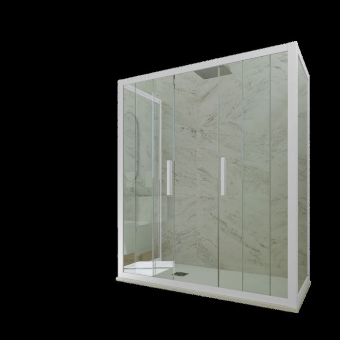Box doccia 3 lati 70x120x70 CM H 200 Vetro Trasparente Profilo Bianco mod. Star Trio main product photo