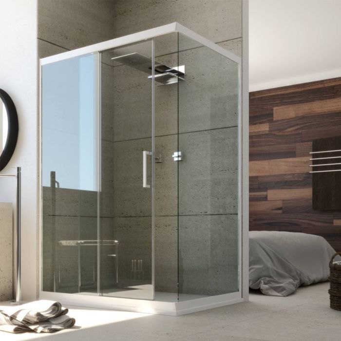 Box Doccia 80x160 CM H 200 Vetro Trasparente Profilo Bianco mod. Glax 1 Anta main product photo