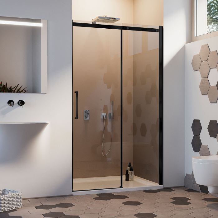 Porta Doccia 130 CM 198 CM Vetro Trasparente 8 MM Versione Destra mod. Prime Black main product photo
