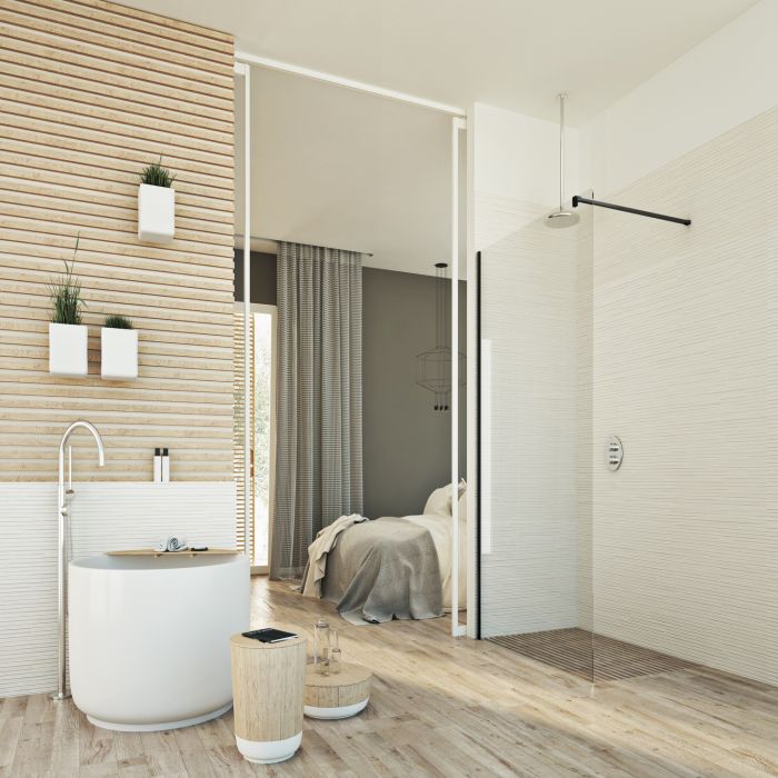Parete doccia 120 CM 198 CM in vetro trasparente 8 MM mod. Walk in Black Lato main product photo