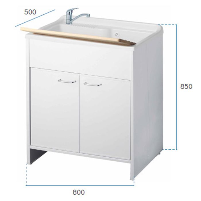 Lavatoio con mobile in PVC colore bianco 80x50 cm mod. Garden main product photo