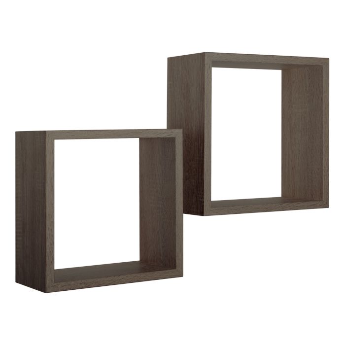 Mensole a cubo da parete Set di 2 pz componibile colore Noce mod. Q-bis main product photo
