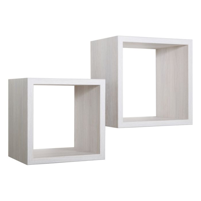 Box Doccia .it - Mensole a cubo da parete Set di 2 pz componibile colore  Rovere sbiancato mod. Q-bis Maxi