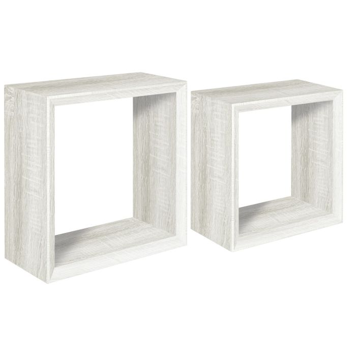Mensole a cubo da parete Set di 2 pz componibile colore Rovere sbiancato mod. Ginevra main product photo