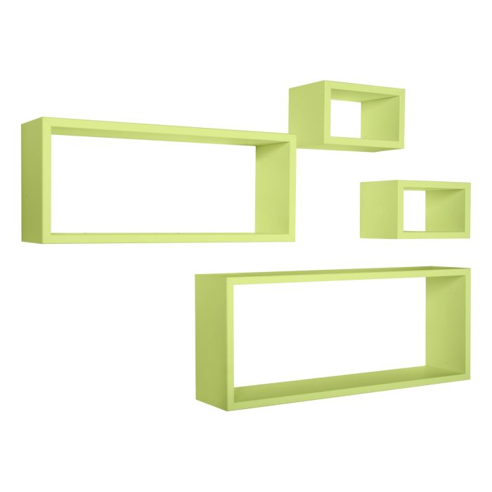 Mensole rettangolari da parete componibili Set di 4 colore Verde mod. Merlino main product photo