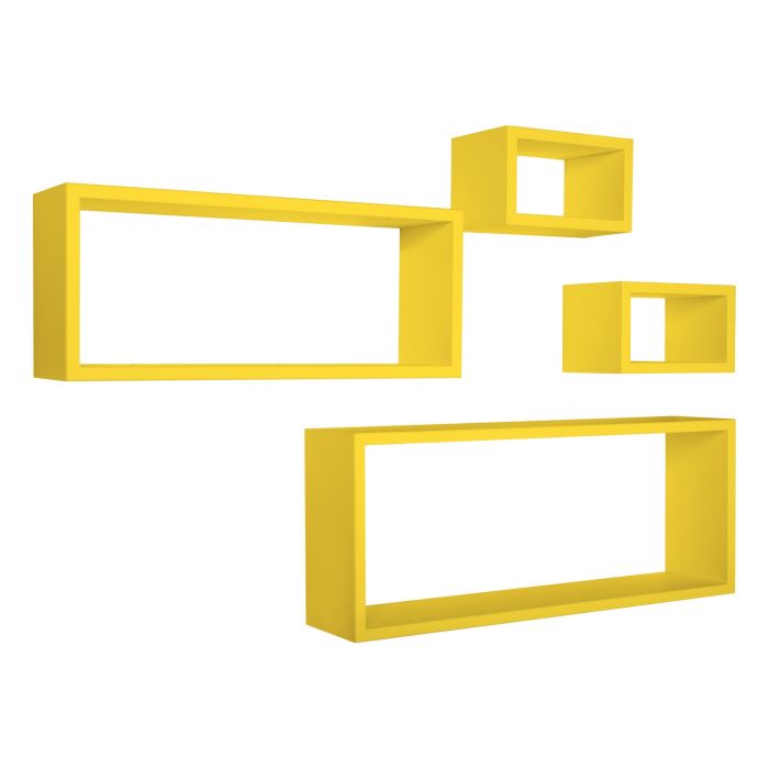 Mensole rettangolari da parete componibili Set di 4 colore Giallo mod. Merlino main product photo