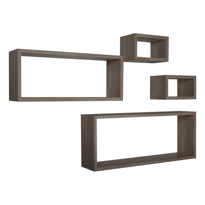 Mensole rettangolari da parete componibili Set di 4 colore Noce segato mod. Merlino main product photo