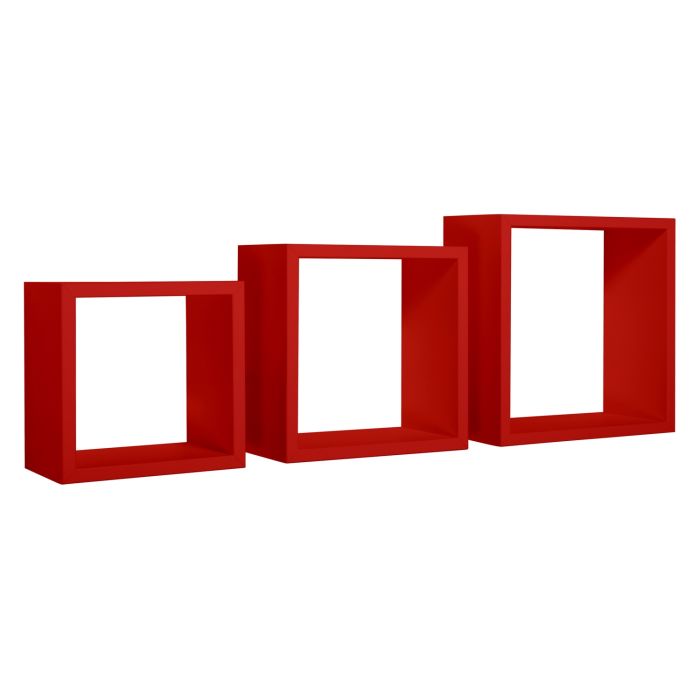 Mensole a cubo da parete set di 3 pz componibile colore Rosso mod. InCubo main product photo