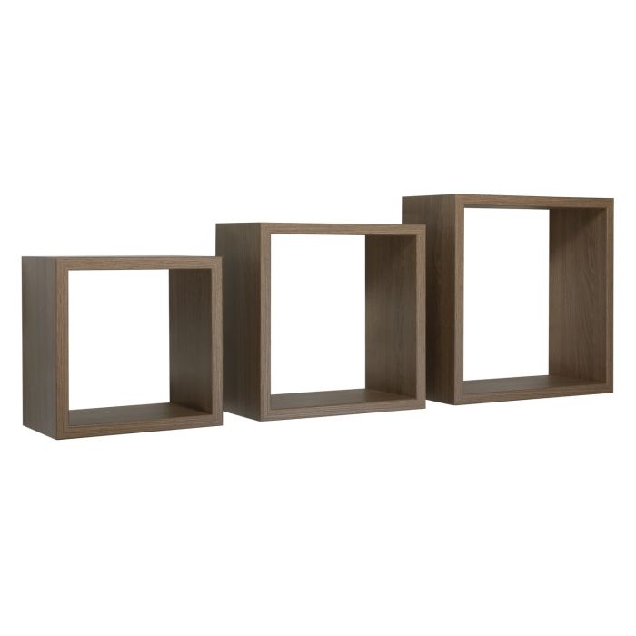 Mensole a cubo da parete set di 3 pz componibile colore Rovere tabacco mod. InCubo main product photo