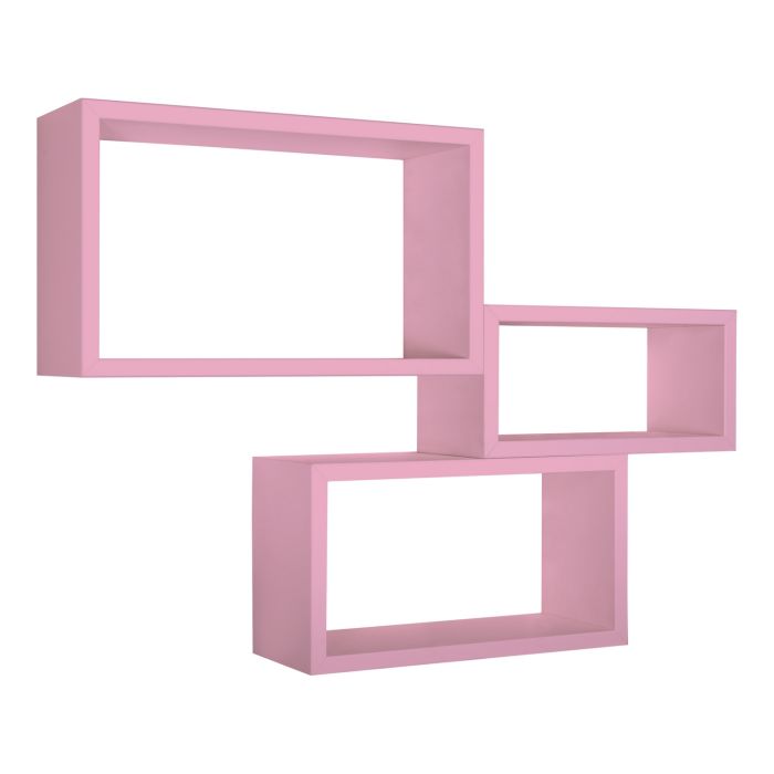 Mensole da parete rettangolari set di 3 pz componibile colore Rosa mod. Trittico main product photo
