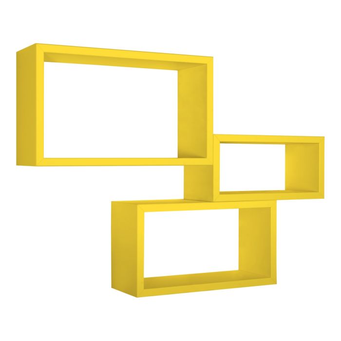Mensole da parete rettangolari set di 3 pz componibile colore Giallo mod. Trittico main product photo
