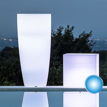 Vaso Agave Tondo Con Luce Azzurra H90 Ø 40Cm