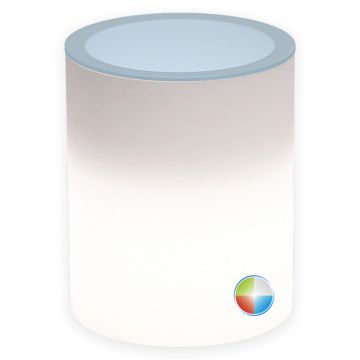 Tavolino basso luminoso tondo Ø 40 cm H 50 in resina con vetro temperato 8 mm Led Multicolor Batteria Solare mod. Relax Led