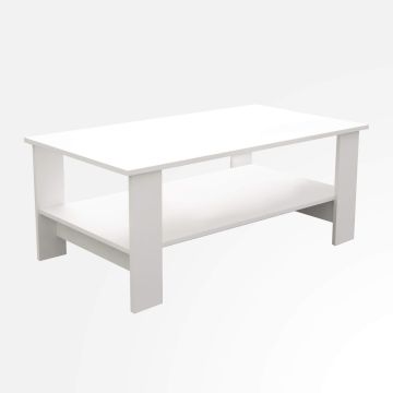Tavolino da salotto di forma Rettangolare con ripiano inferiore di colore Bianco mod. Match